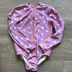 Primary Purple Polka Dot Long Sleeve Swimsuit